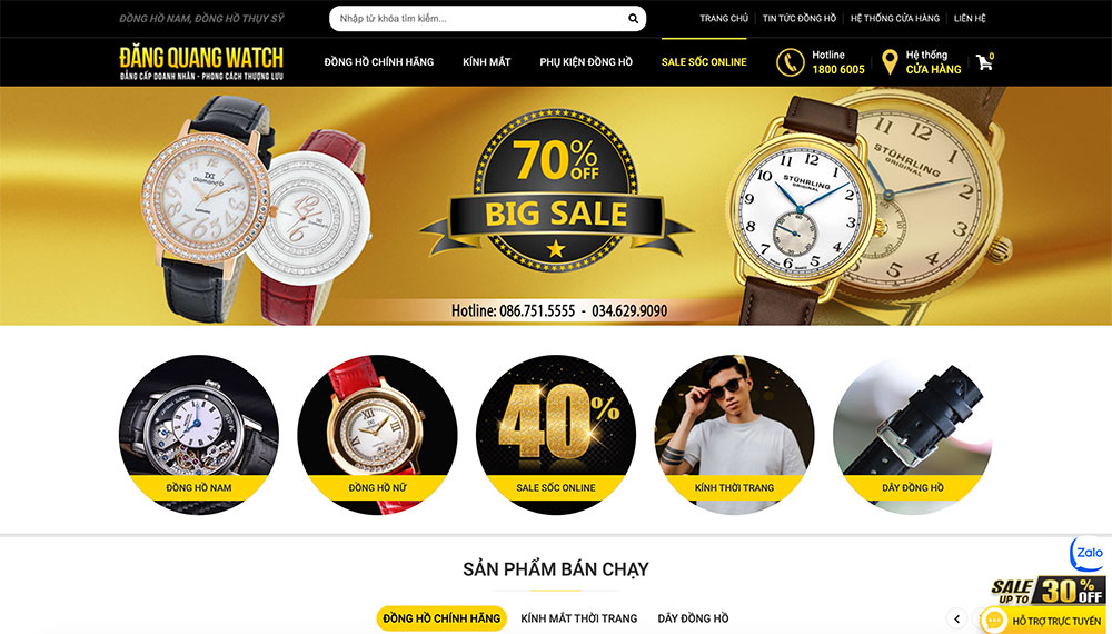 thiết kế website bán đồng hồ