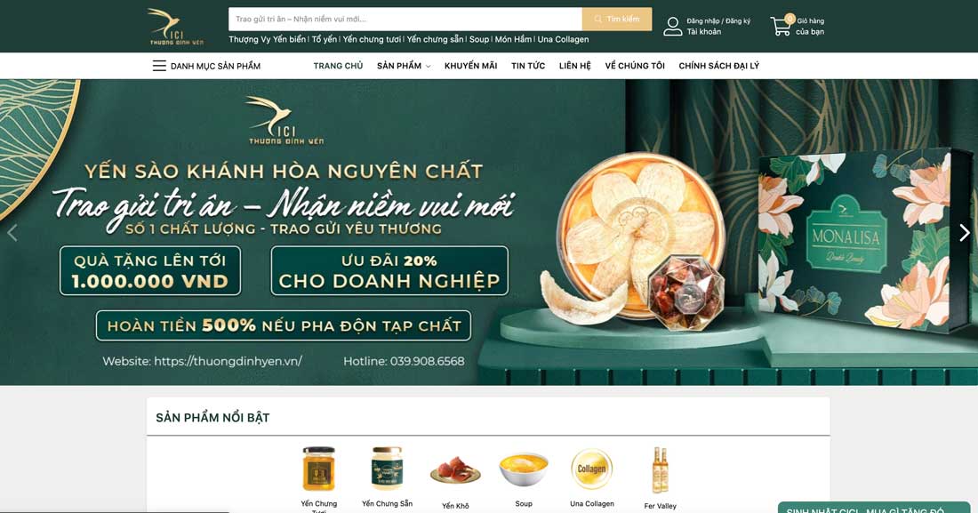 Website bán yến sào chuyên nghiệp