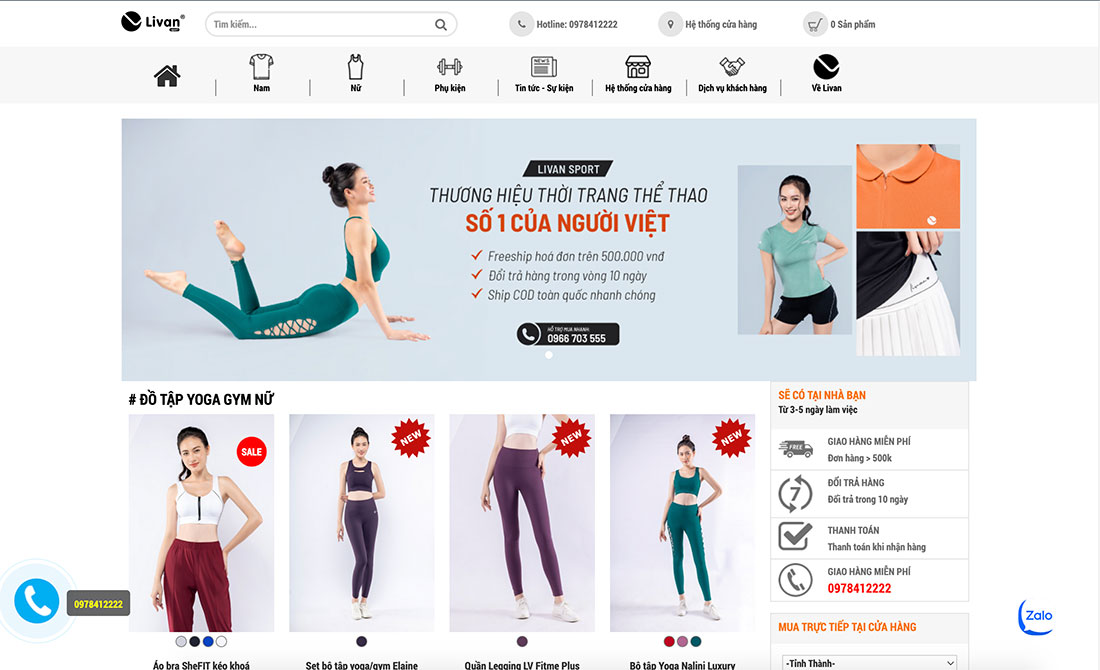 Thiết kế web bán hàng đồ tập yoga gym
