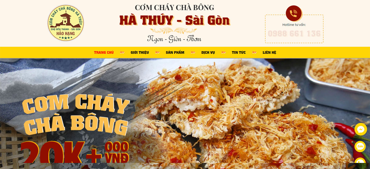 Thiết kế website bán đồ ăn vặt cơm cháy