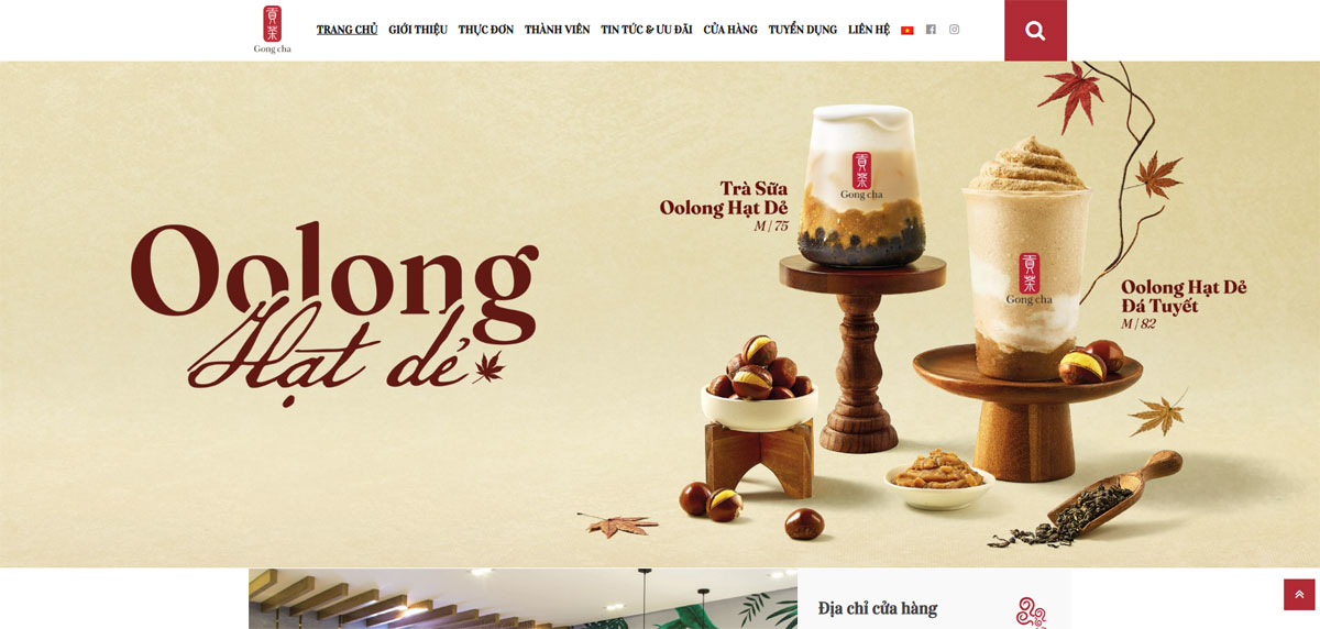 Website chuyên nghiệp Gong Cha Việt Nam