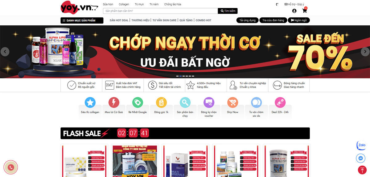 Web bán mỹ phẩm YOY
