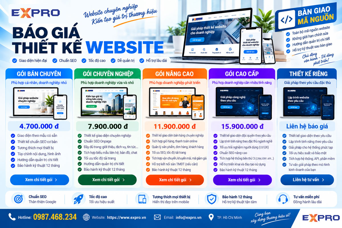 Báo giá thiết kế website Expro Việt Nam