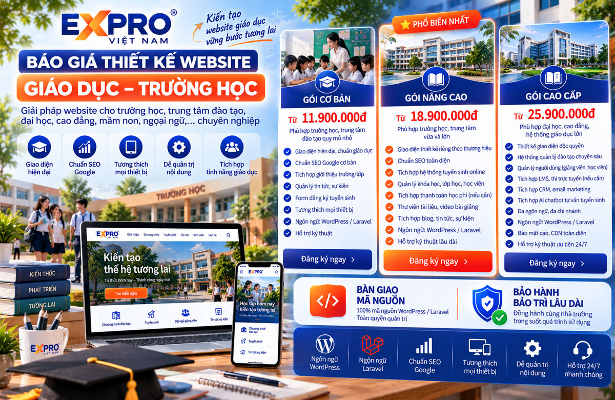 Báo giá thiết kế web giáo dục