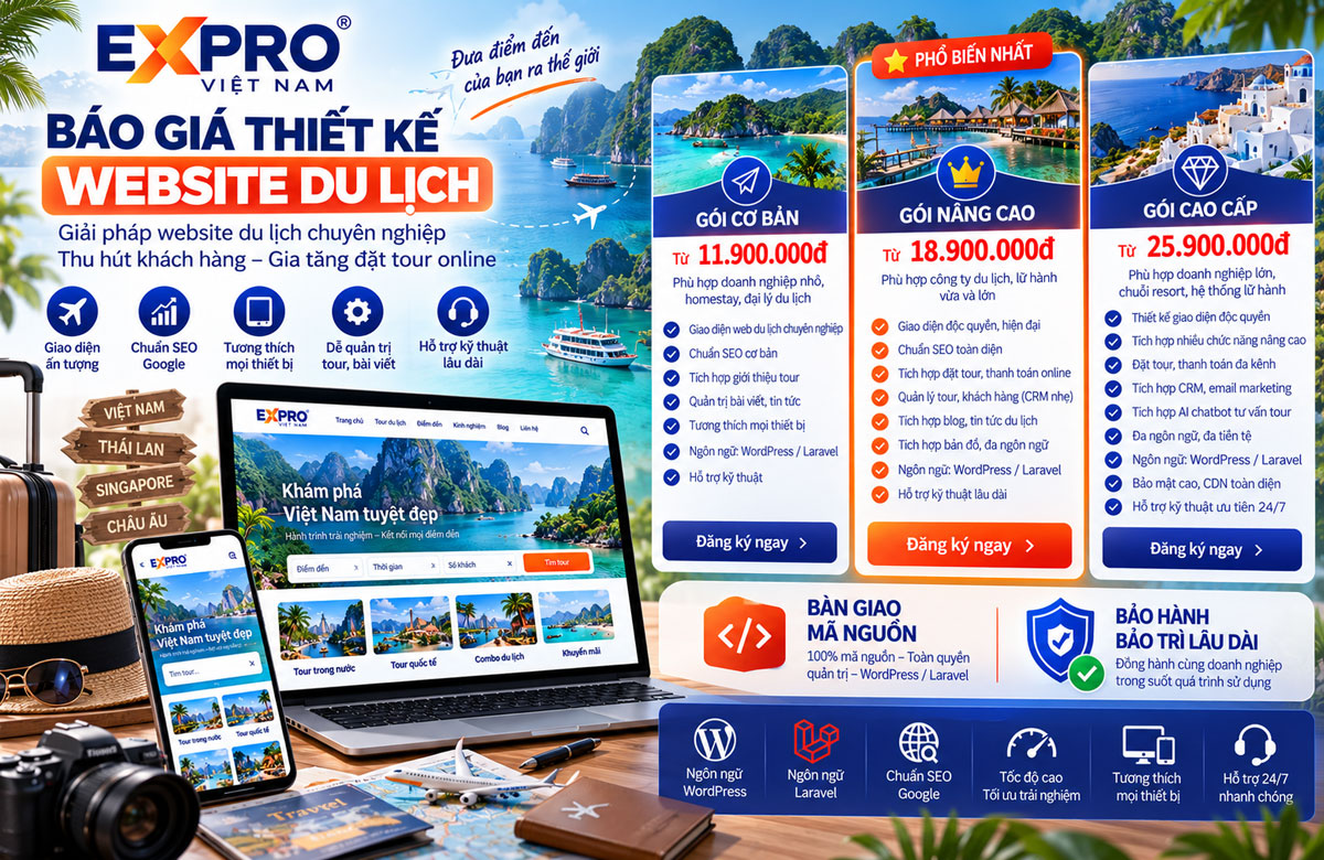Báo giá thiết kế web du lịch