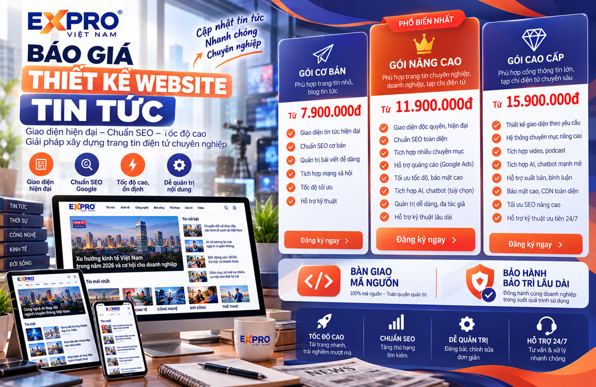Báo giá thiết kế web tin tức tạp chí