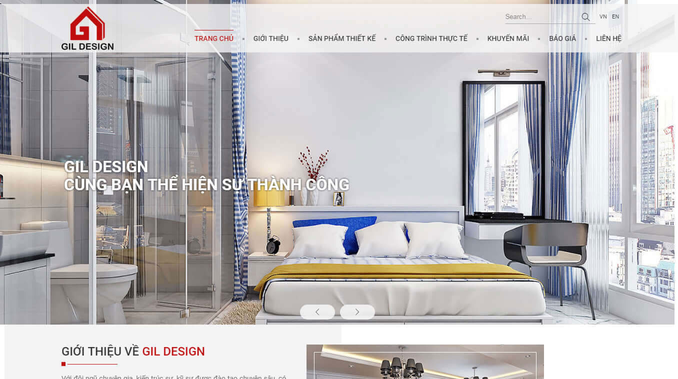 Mẫu website kiến trúc nội thất