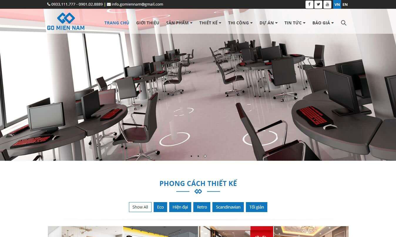 Mẫu web đồ gỗ trang trí, tư vấn thiết kế nội thất Gỗ Miền Nam