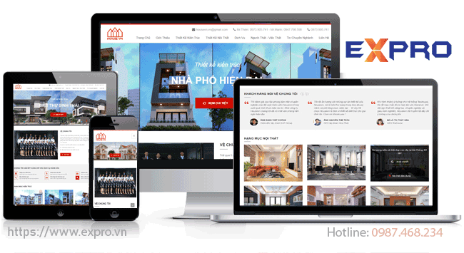 Thiết kế website kiến trúc, nội thất, xây dựng chuyên nghiệp chuẩn SEO Top Google