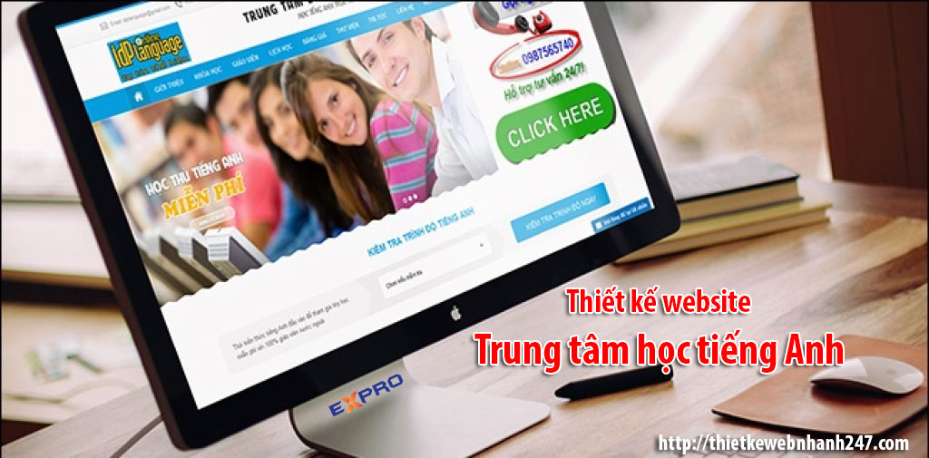 thiết kế website trung tâm học tiếng anh