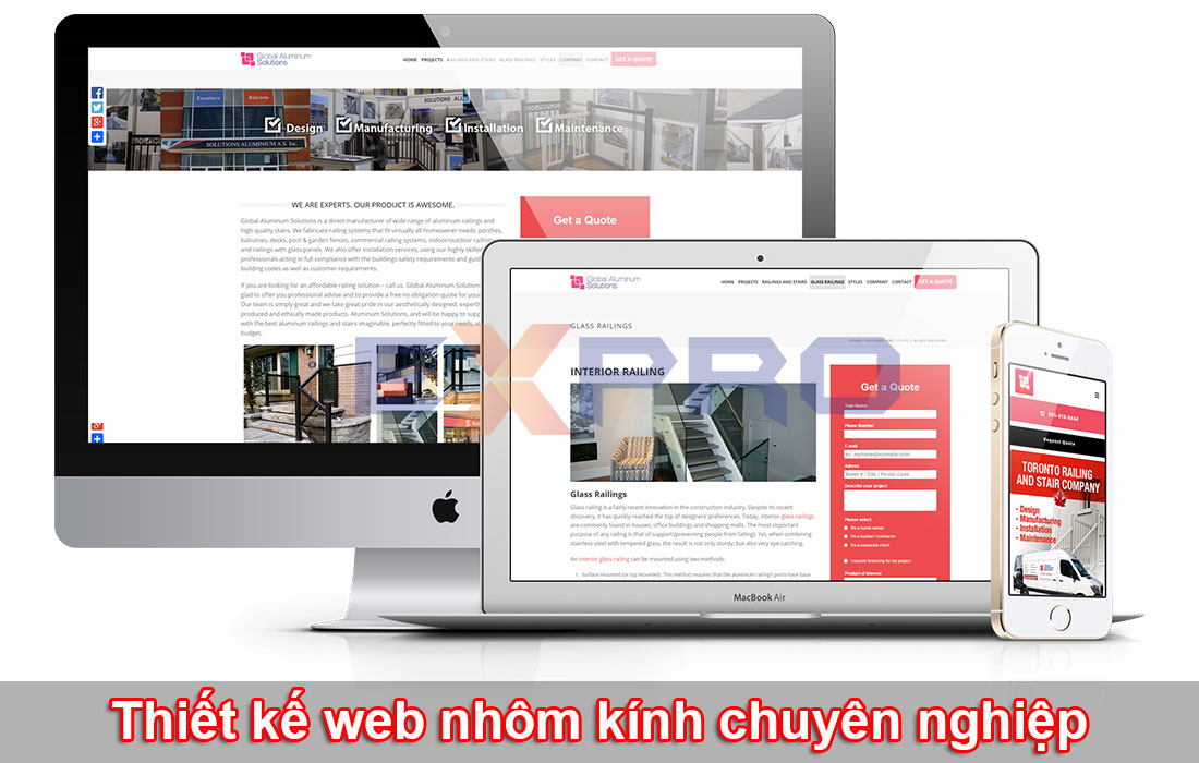 Thiết kế web nhôm kính chuyên nghiệp