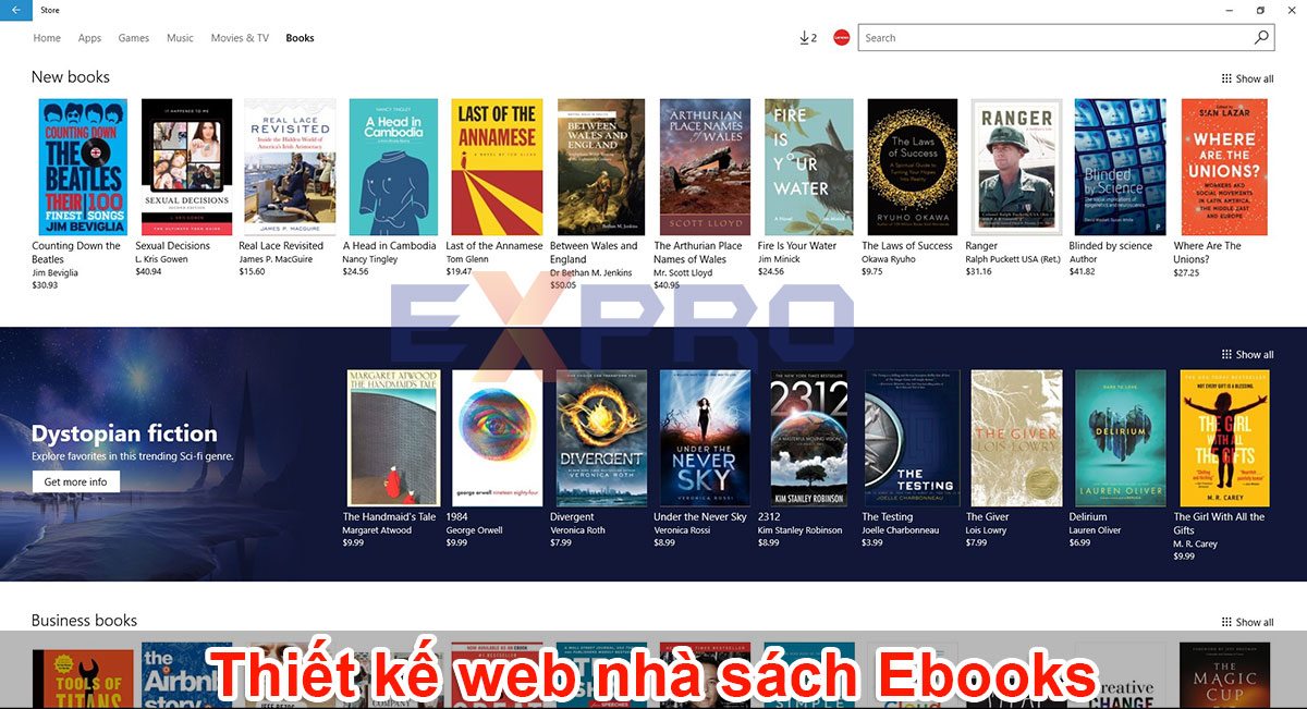 Thiết kế website nhà sách Ebook chuyên nghiệp