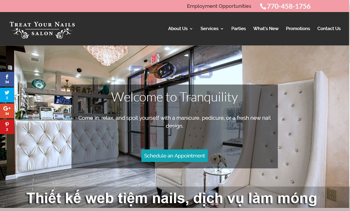 Thiết kế website tiệm nails, dịch vụ làm móng