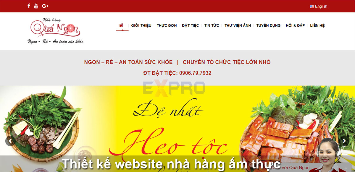 Thiết kế web nhà hàng ẩm thực  chuyên nghiệp