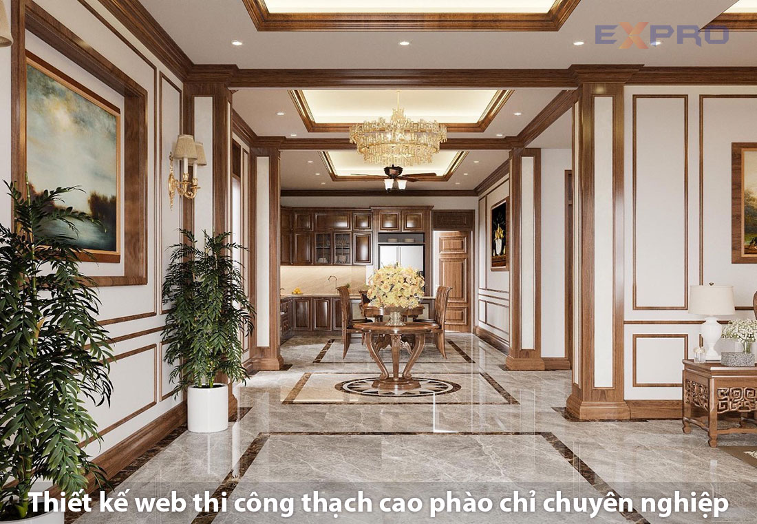 Thiết kế website thi công thạch cao - phào chỉ đẹp mắt giao diện độc quyền