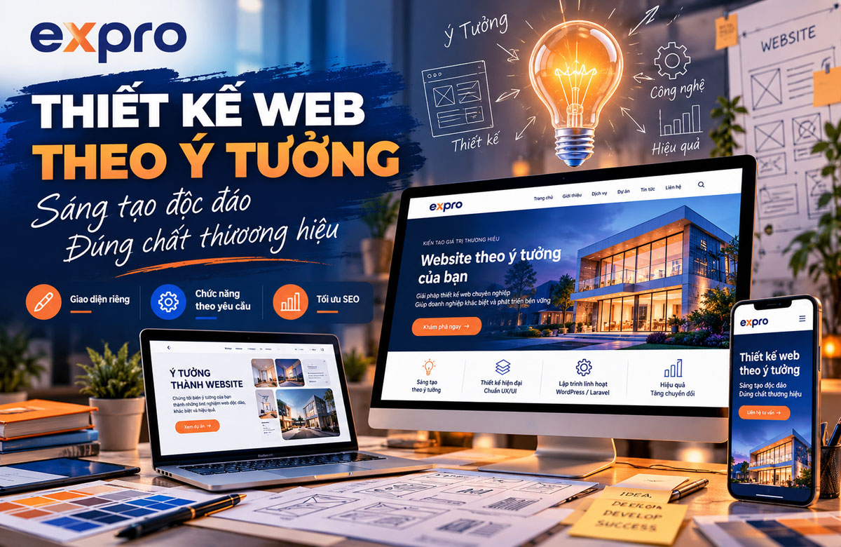Thiết kế web theo ý tưởng sáng tạo độc đáo của khách hàng