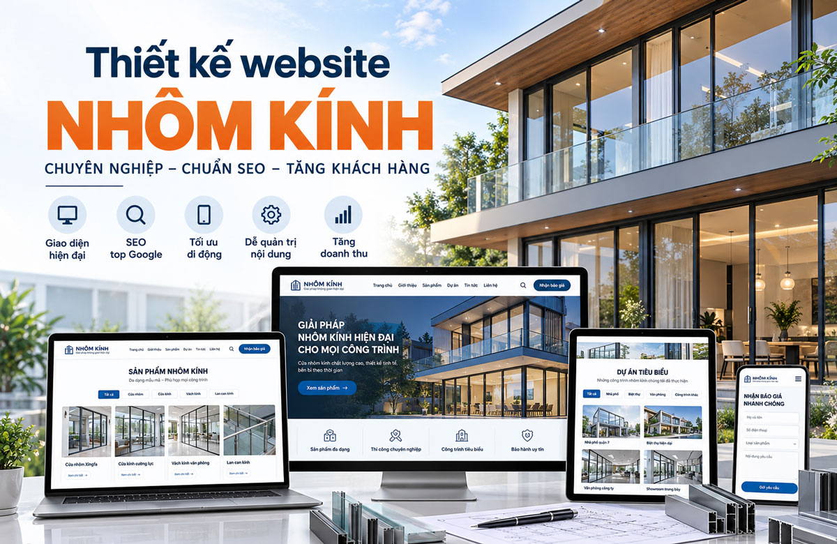 Thiết kế web nhôm kính chuyên nghiệp chuẩn SEO