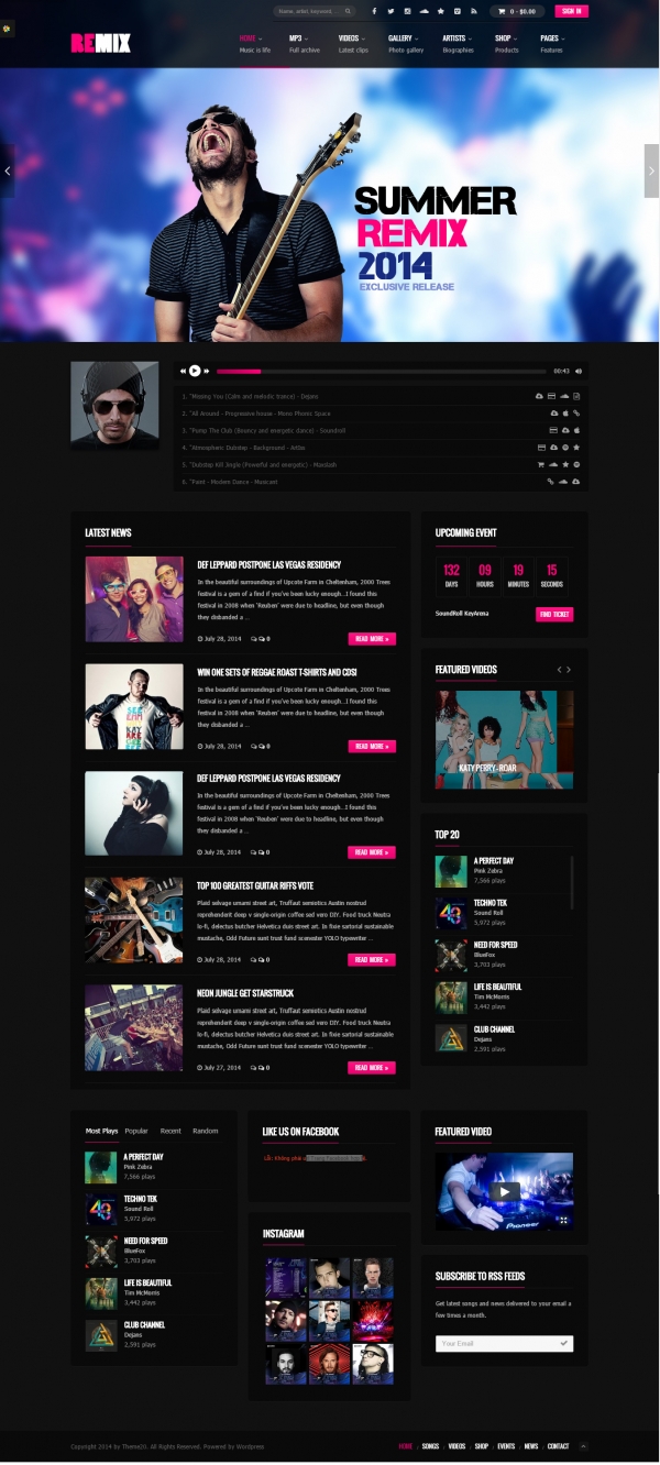 Thiết kế website âm nhạc chuyên nghiệp Remix