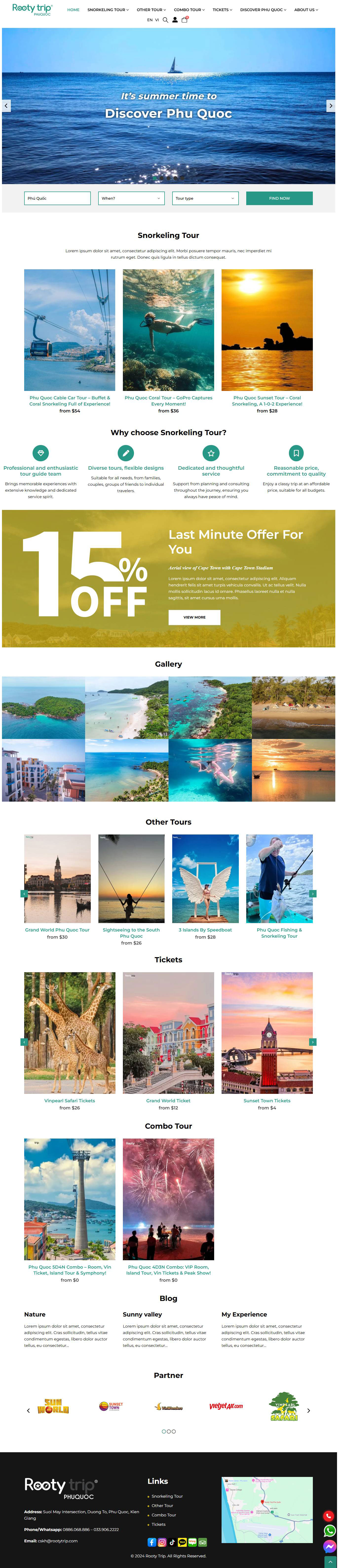 Mẫu Web Giới Thiệu Tour Du Lịch Rooty Trip Đẹp, Hiện Đại