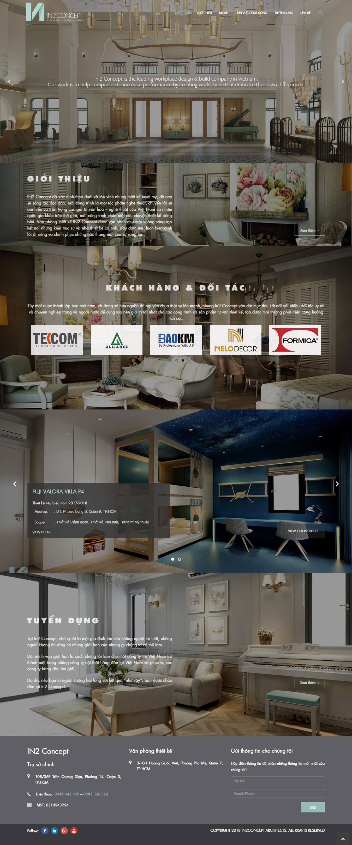 Mẫu web IN2 Concept thiết kế kiến trúc nội thất cảnh quan
