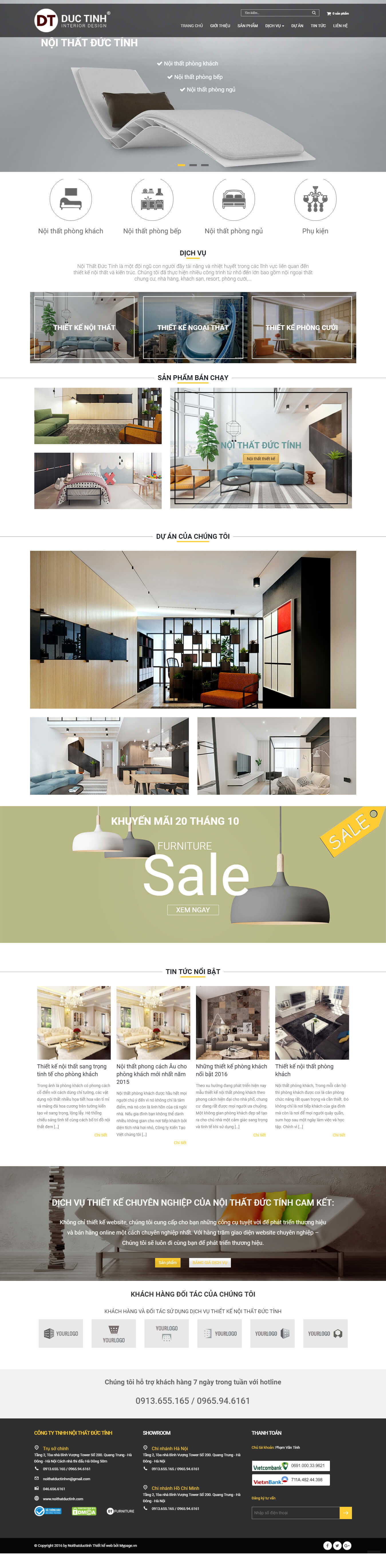Mẫu website Đức Tính thiết kế nội thất và ngoại thất