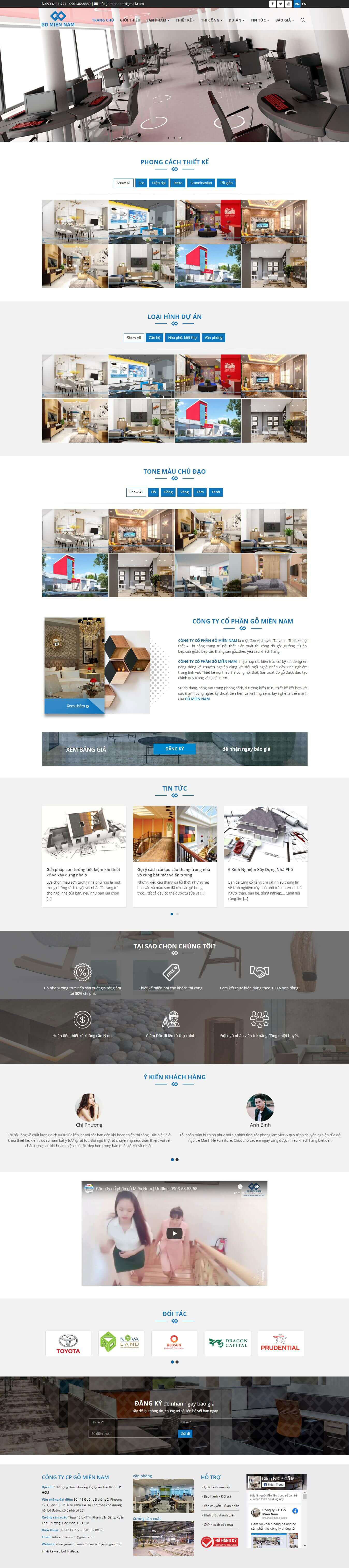 Mẫu web đồ gỗ trang trí và tư vấn thiết kế nội thất Gỗ Miền Nam