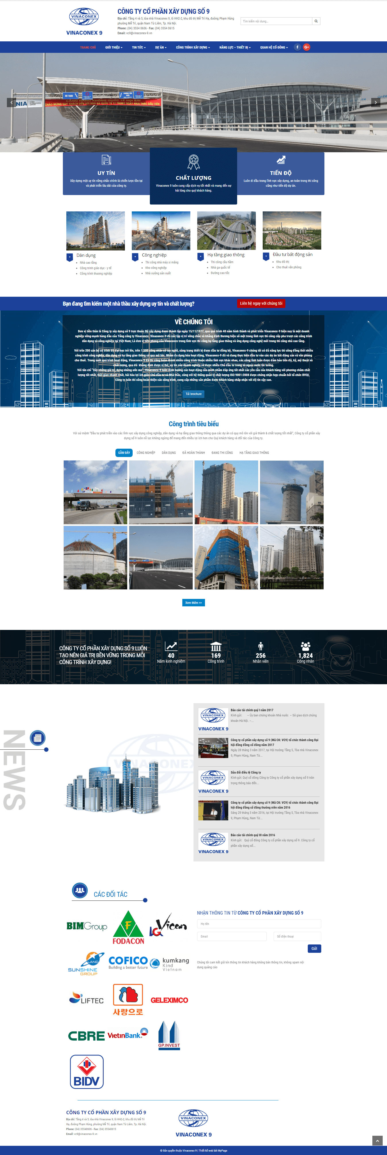 Mẫu web công ty xây dựng cốp pha hạ tầng giao thông Vinaconex 9